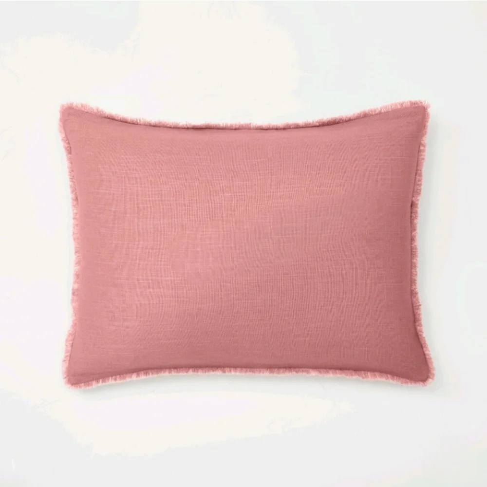 Casaluna King Heavyweight Linen Blend Duvet Cover & Sham Set Rose